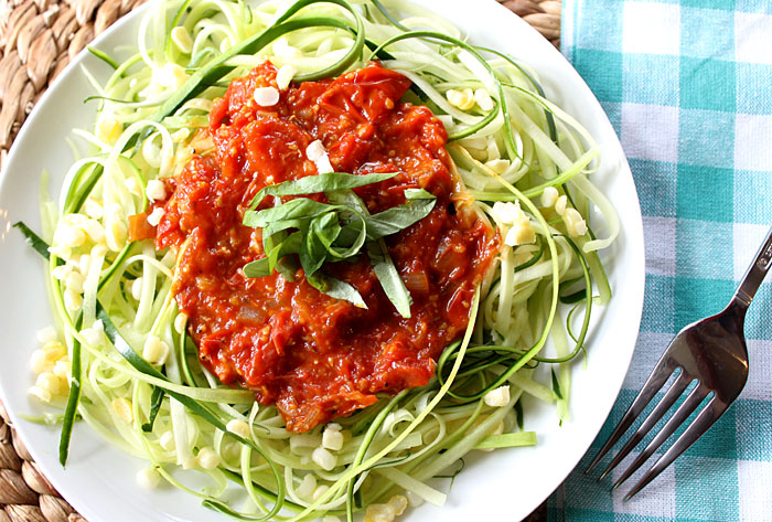 Zucchini Pasta with Grape Tomato Sauce - Robust Recipes