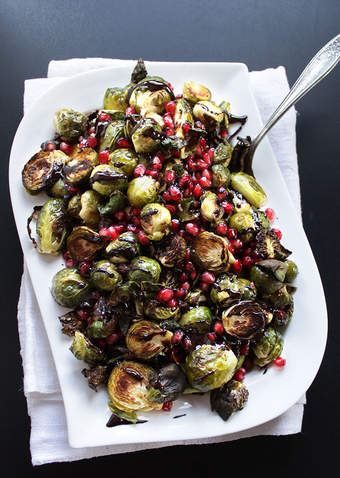 Brussels Sprouts with Pomegranate and Basalmic Glaze. Healthy. Delicious. Simply. #Vegan #GlutenFree