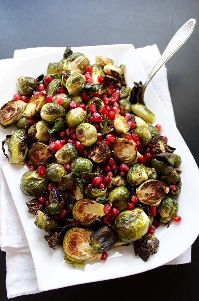 Roasted Brussels Sprouts with Pomegranate. Delicious and healthy. #Vegan #Glutenfree