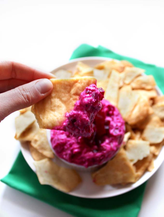 Beet and Yogurt Dip. A healthy, easy appetizer for the holidays! #Glutenfree #Vegetarian