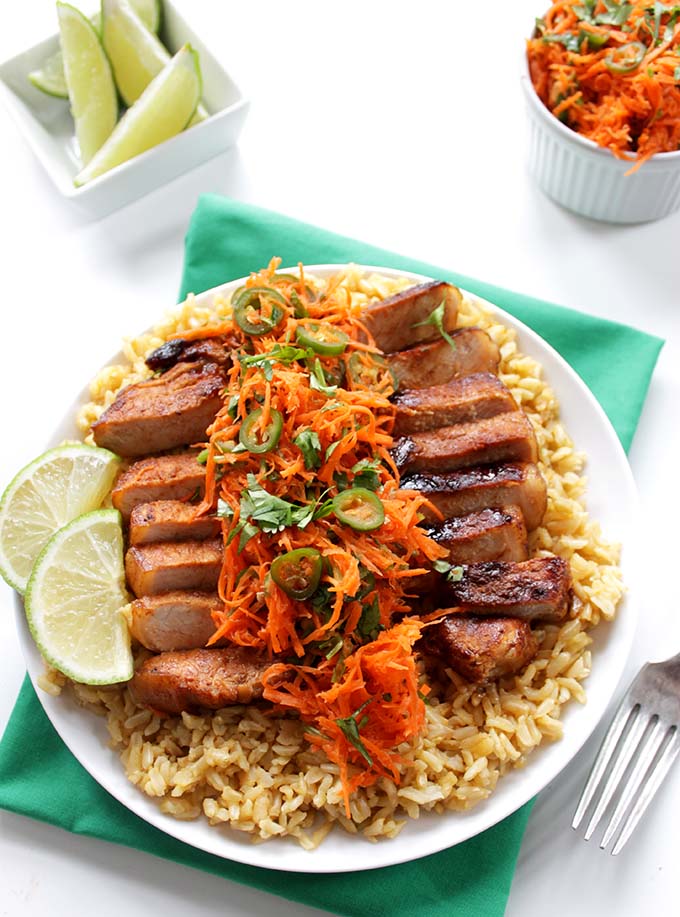 Vietnamese Pork Chops with Spicy Carrot Salad. Simple. Healthy. #glutenfree