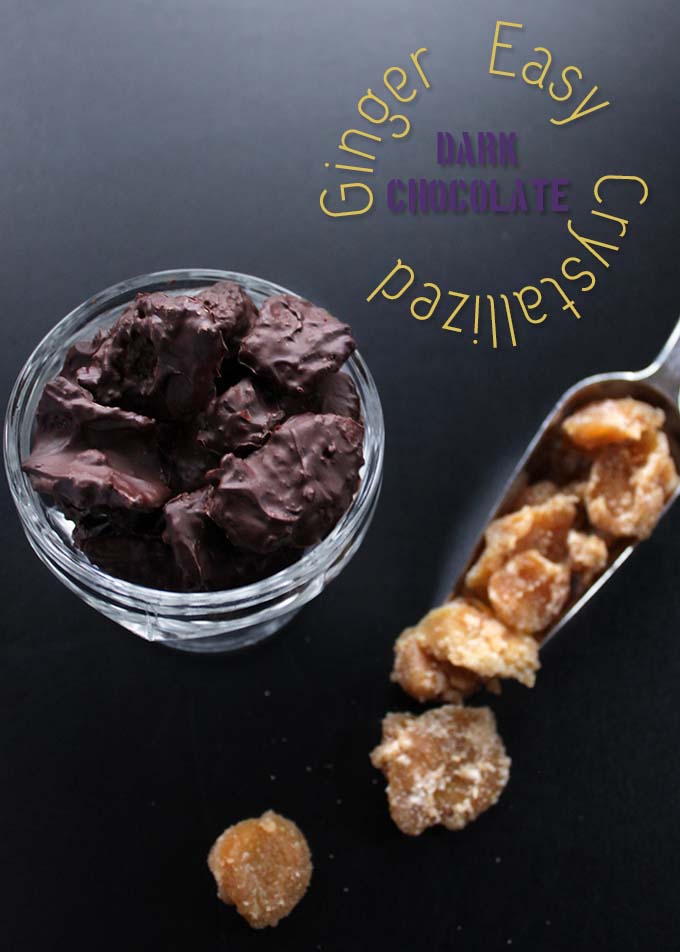 Easy DIY Crystalized Ginger. Covered in chocolate. Sweet. Spicy. Crunchy #ginger #chocolate