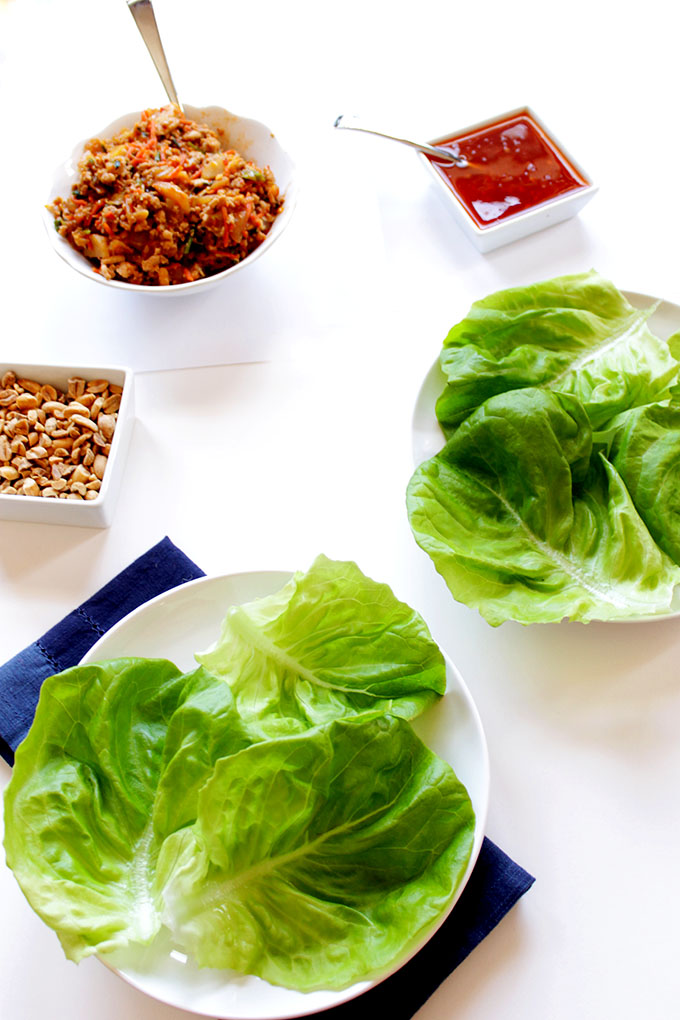 Thai Chicken Lettuce Wraps. Delicious. Spicy. #Healthymeal