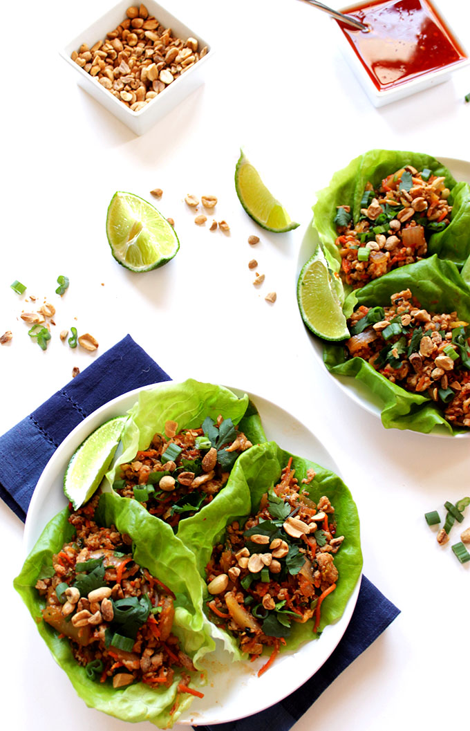 Thai Chicken Lettuce Wraps. Flavorful. Simple. Delicious #healthymeal