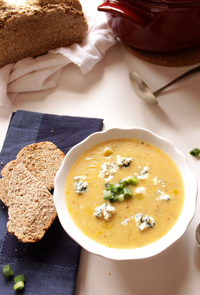 Leek Potato and Blue Cheese Soup. Simple. Hearty. #Vegetarian
