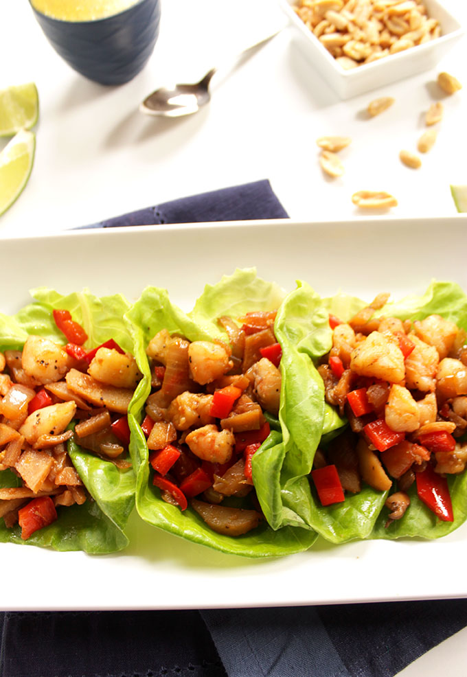 Shrimp Lettuce Wraps with Coconut Curry Sauce. Simple. Flavorful. Healthy. Easy to make. #glutenfree