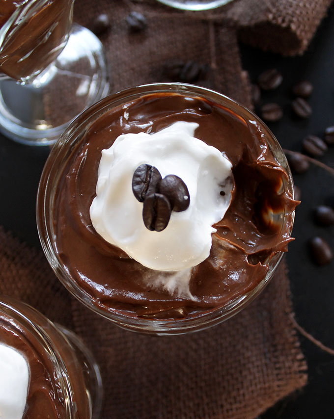 Chocolate Coffee Avocado Pudding with Coconut Whipped Cream. Simple. healthy, decedant dessert. Avocado is undetectable. #vegan #glutenfree #refinedsugarfree