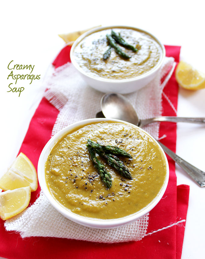 Creamy Asparagus soup. No Cream necessary. Simple and easy to make. #glutenfree #vegtarian