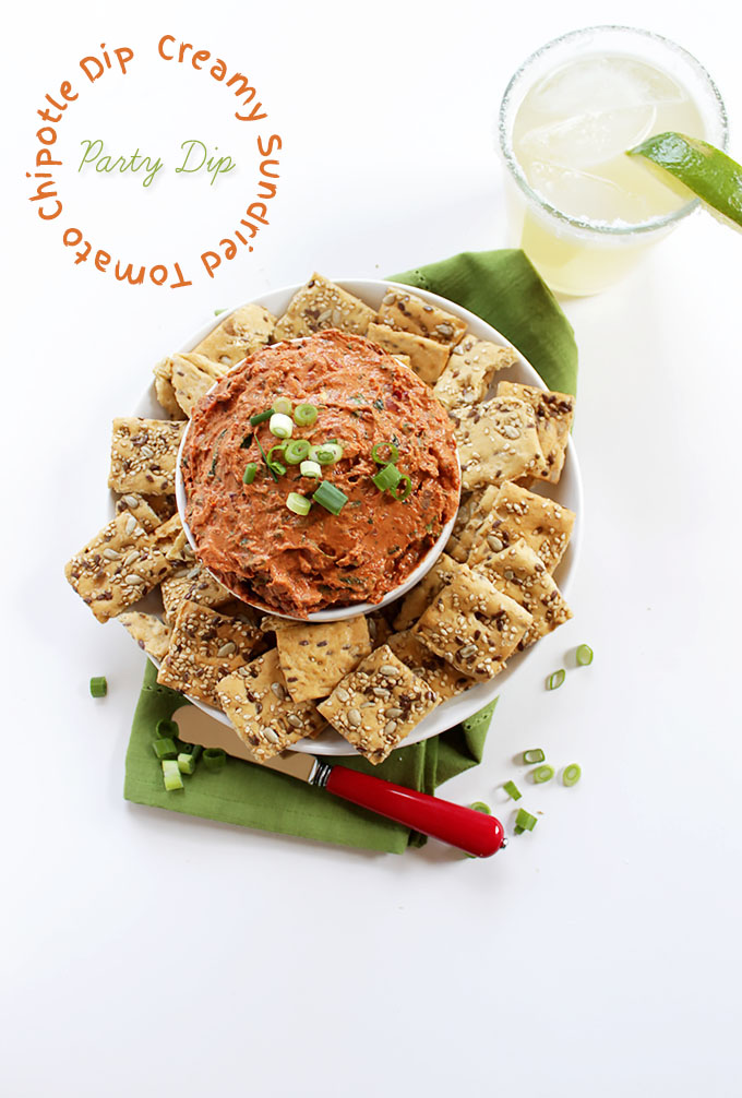 Creamy Sundried Tomato Chipotle Dip. Easy to make. Smoky and spicy. #glutenfree #cinodemayo #partydip