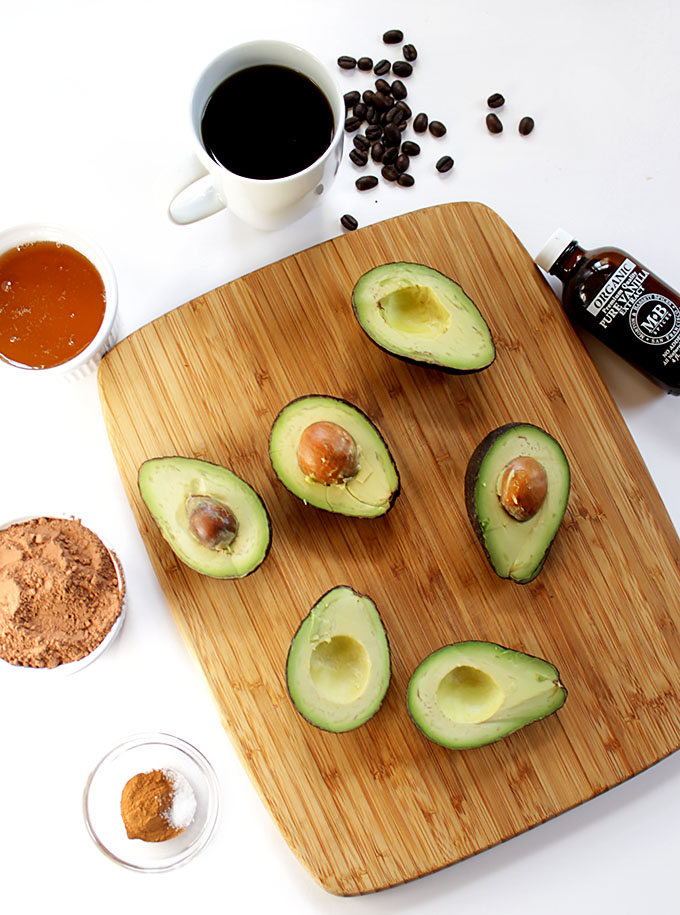 Ingredients for Chocolate Coffee Avocado Pudding