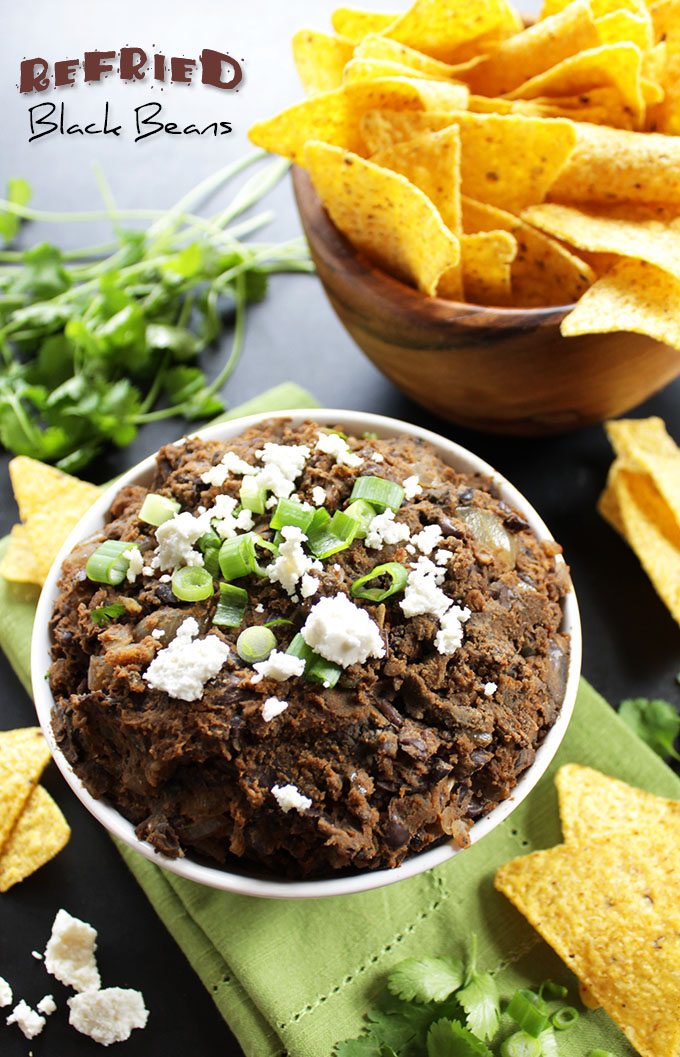 Refried Black Beans. Quick and easy. Flavorful. Only takes 15 minutes to make. #glutenfree