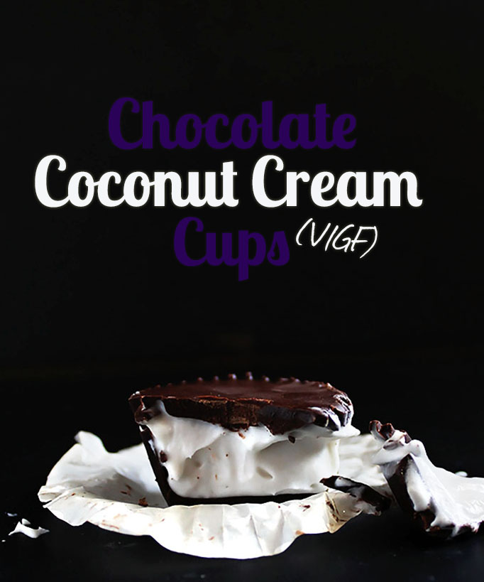 Chocolate Coconut Cream Cups. Easy to make. Only requires 4 ingredients. Dark chocolate plus creamy coconut whipped cream. #glutenfree #vegan