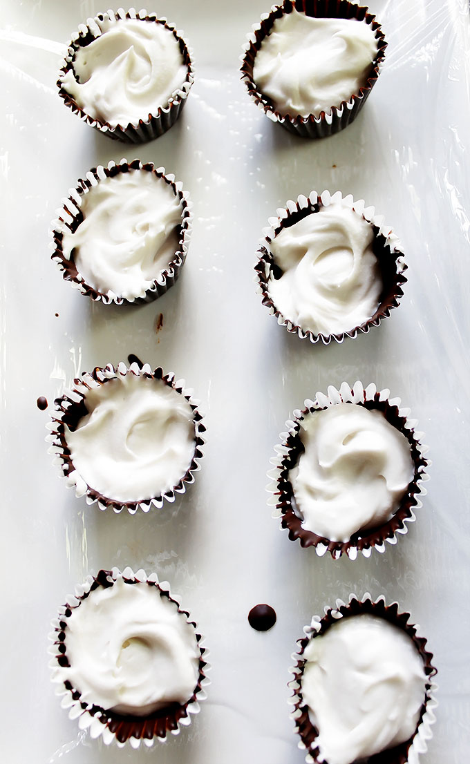 Chocolate Coconut Cream Cups. So easy to make. Decedant. Only requires 3 ingredients! #vegan #glutenfree
