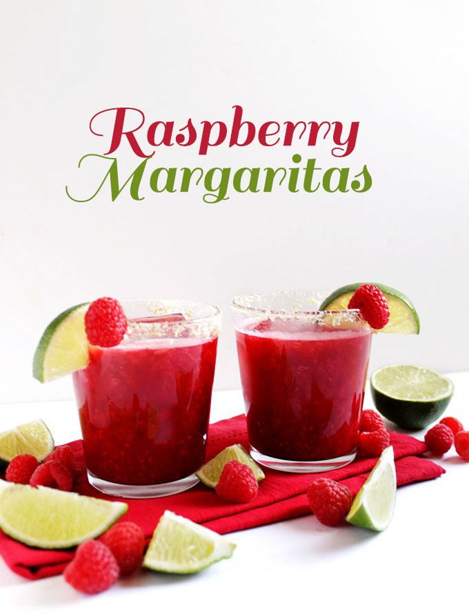 Fresh Raspberry Margaritas - EASY margaritas made with frozen raspberries, lime juice, agave nectar, and TEQUILA (duh!)! This cocktail recipe is perfect for summer. It's sweet, tart, and refreshing! Refined sugar free/Gluten Free/ Vegan. | robustrecipes.com