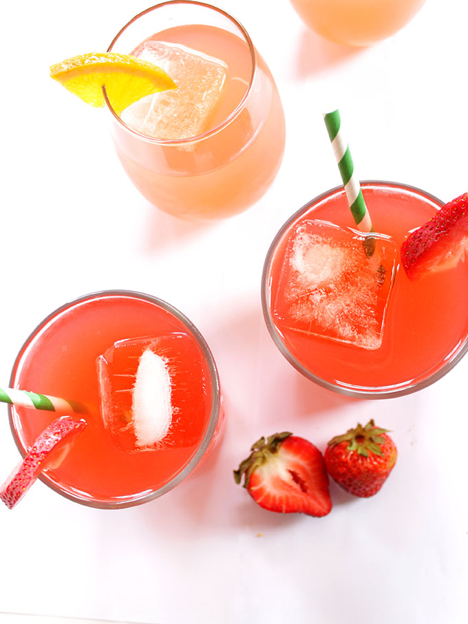 Strawberry Rhubarb and Honey Drink, 2 ways. A refreshing, summertime drink. Simpe to make. #refinedsugarfree