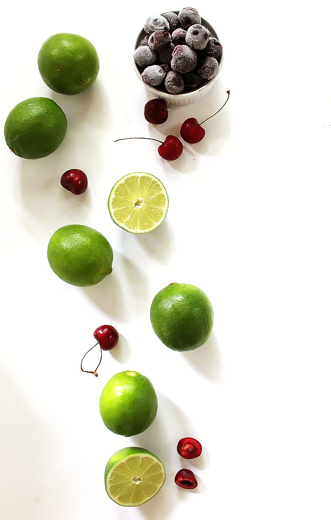 Cherry Limeade. The perfect refreshing summertime drink. Easy to make. #vegan #glutenfree #sumemrtimedrink
