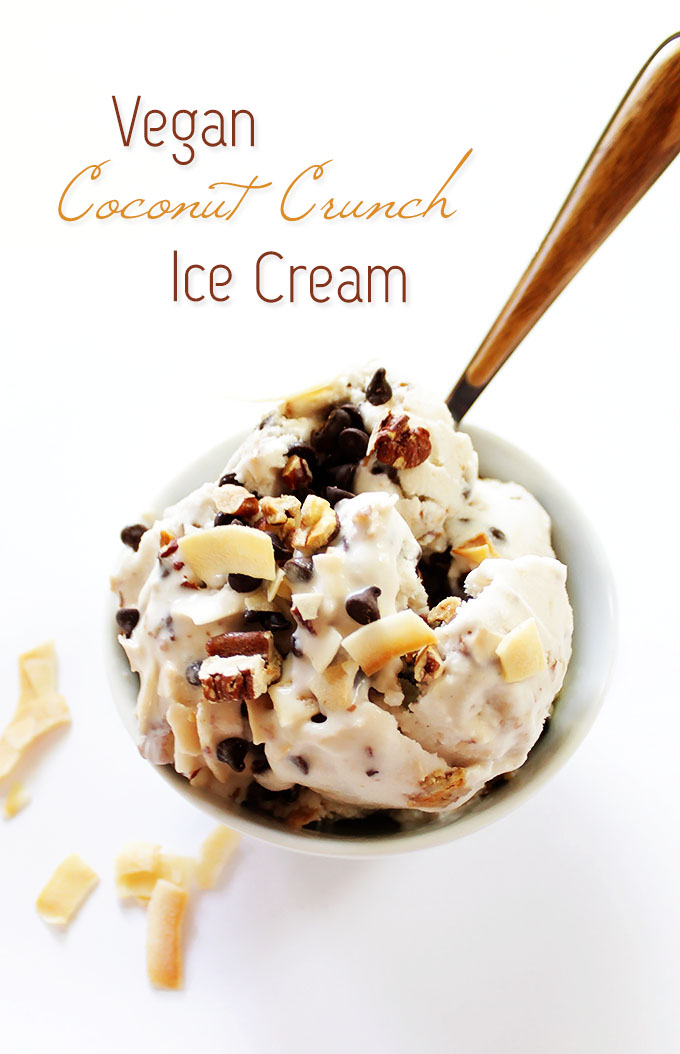 Vegan Coconut Crunch Ice Cream. Creamy, dreamy and perfect for summertime. #vegan #glutenfree #refinedsugarfree