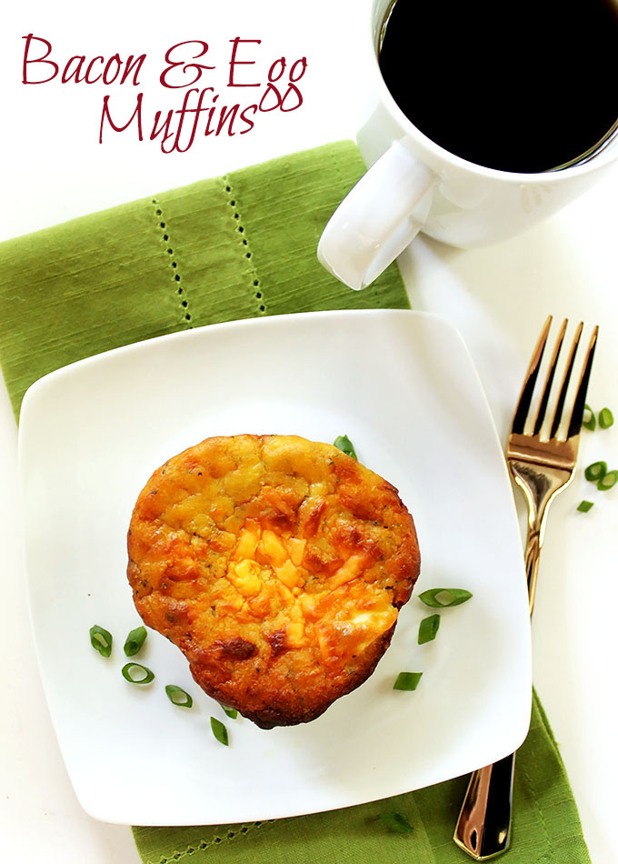 Bacon and Egg Breakfast Muffins. Savory, decedant. Perfect for an on-the-go breakfast. #glutenfree #breakfast | robustrecipes.com