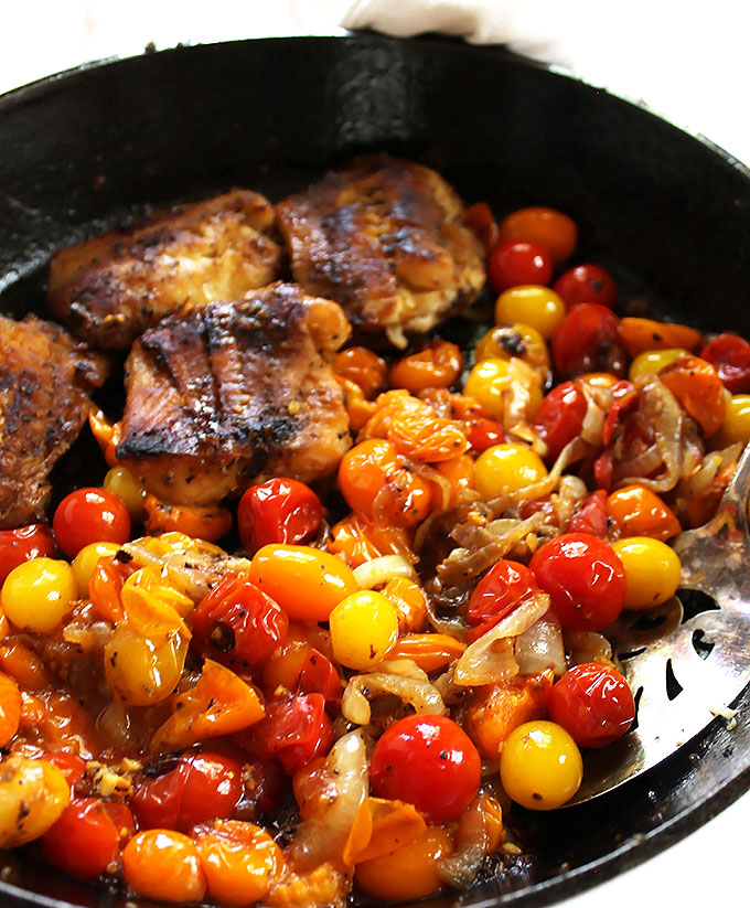 Pan Seared Cod with Blistered Tomatoes. An easy, flavorful, healthy 1-pan meal! #glutenfree | robustrecipes.com