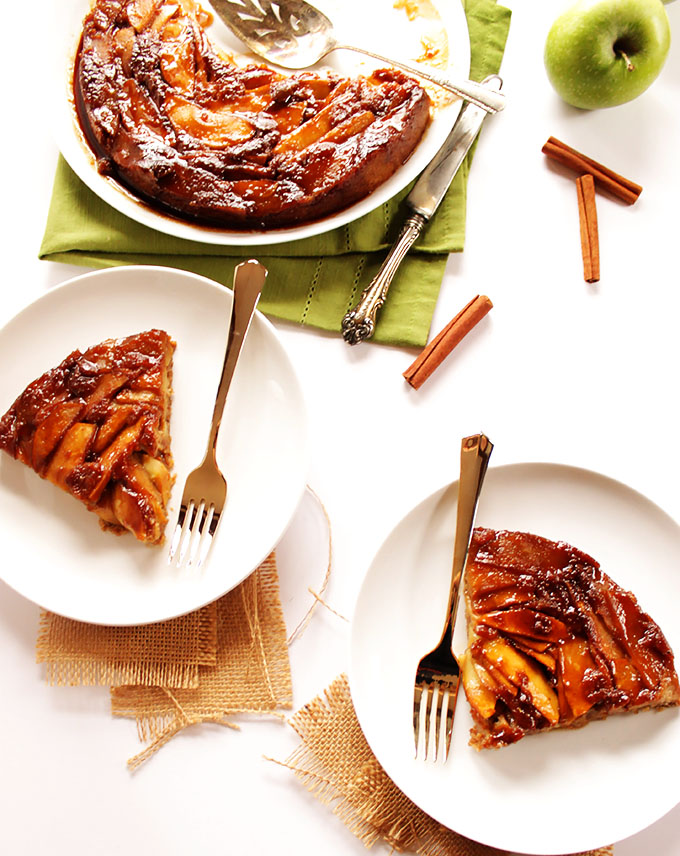 Caramel Apple Upside Down Cake. Easy to make and perfect for fall-time. #glutenfree
