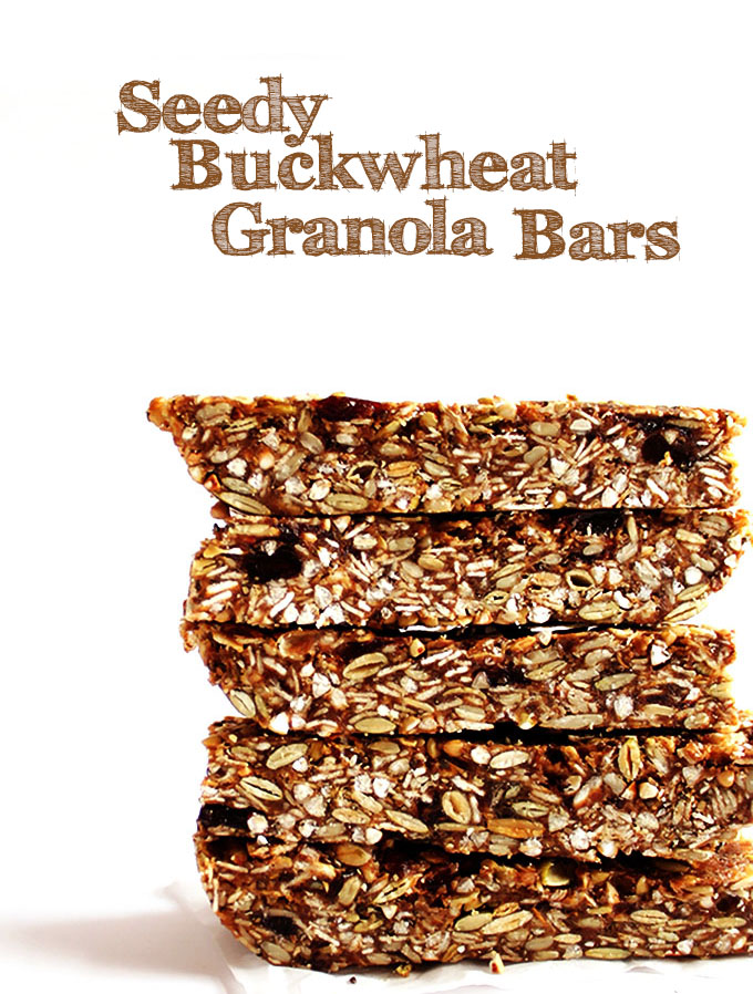 Seedy Buckwhat Granola Bars. Easy to make. Healthy, delicious. The perfect on the go snack! #glutenfree #snack