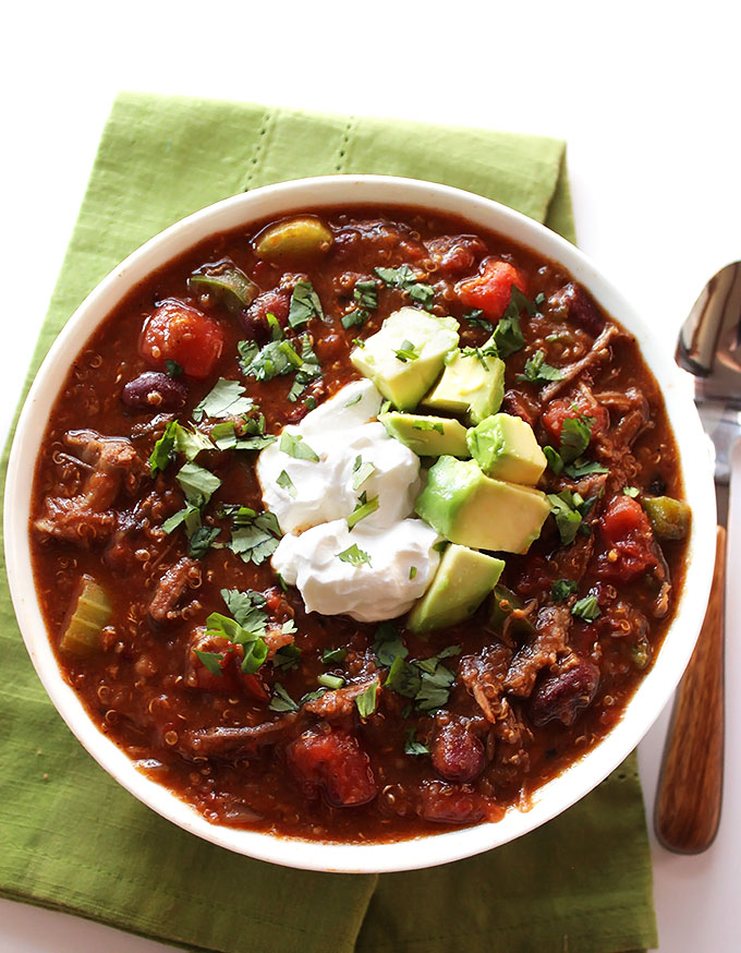 Slow Cooker Smoky Pork Chili. Hearty. Delicious. Warming. #glutenfree #soup