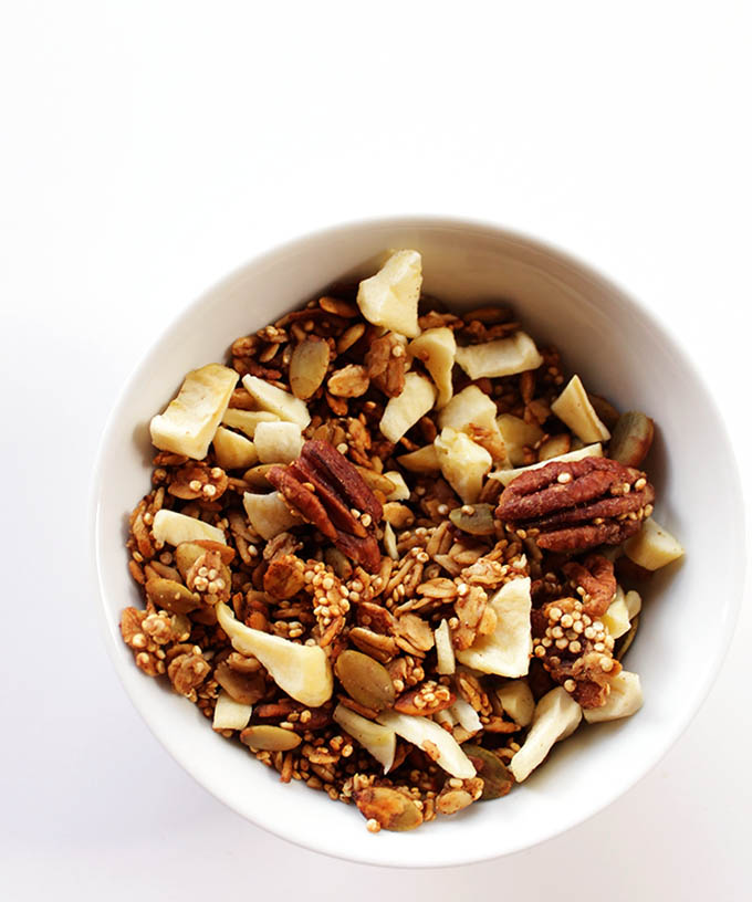 Apple Spiced Granola. Tasty, easy, a great snack or breakfast. Vegan and Gluen free!