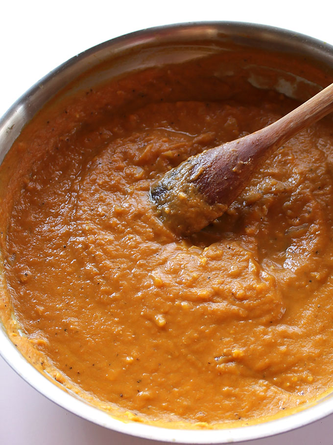 Savory pumpkin sauce for Pumpkin Scalloped Potatoes!