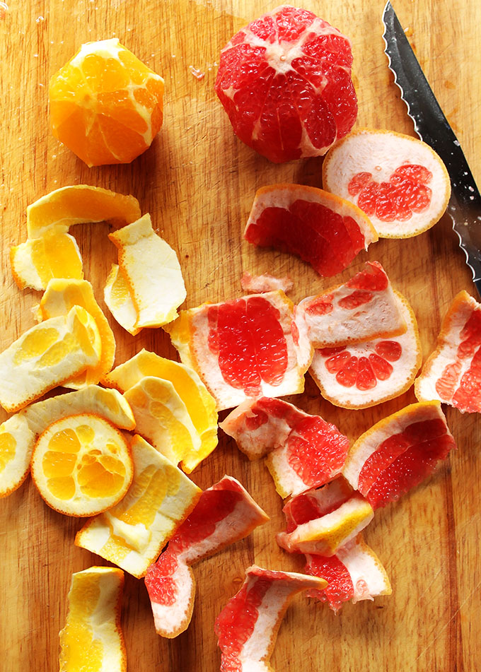 Grapefruit and oranges for Winter Kale Salad!