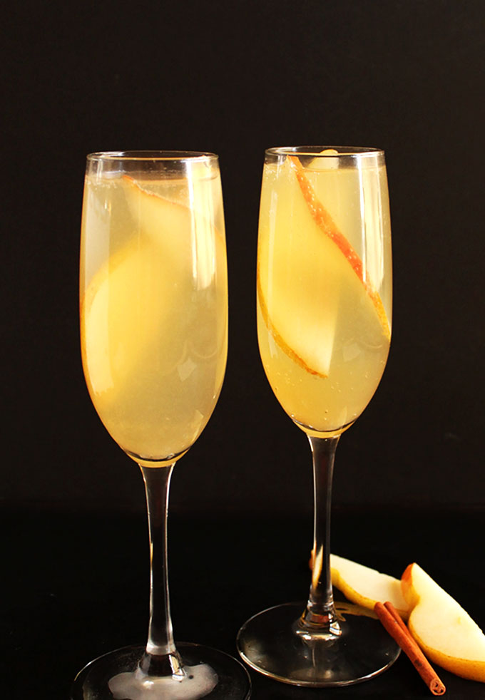 Pear Mimosa. Sweet pear with a hint of cinnamon. And a lot of bubbly! Perfect for any type of celebration!