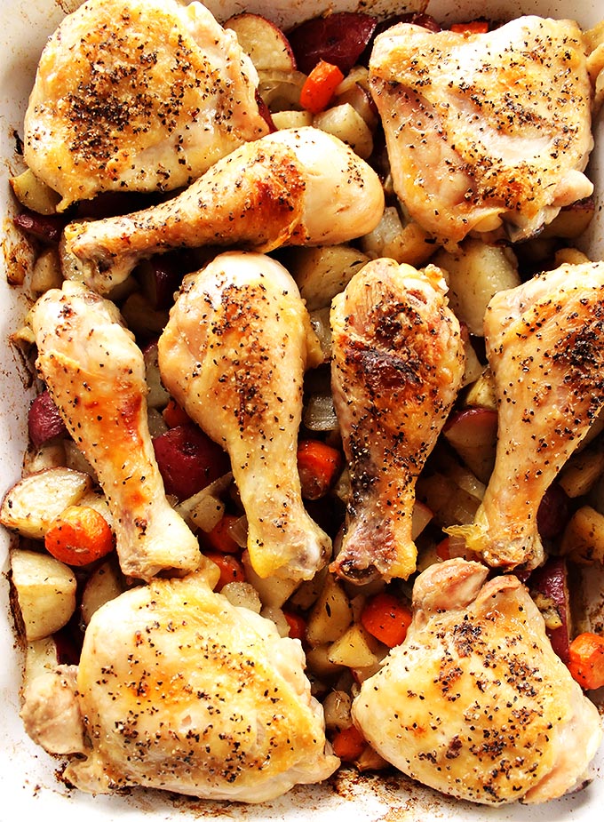 Roasted Chicken and Root Veggies, A simple, delicious one-pot-meal!