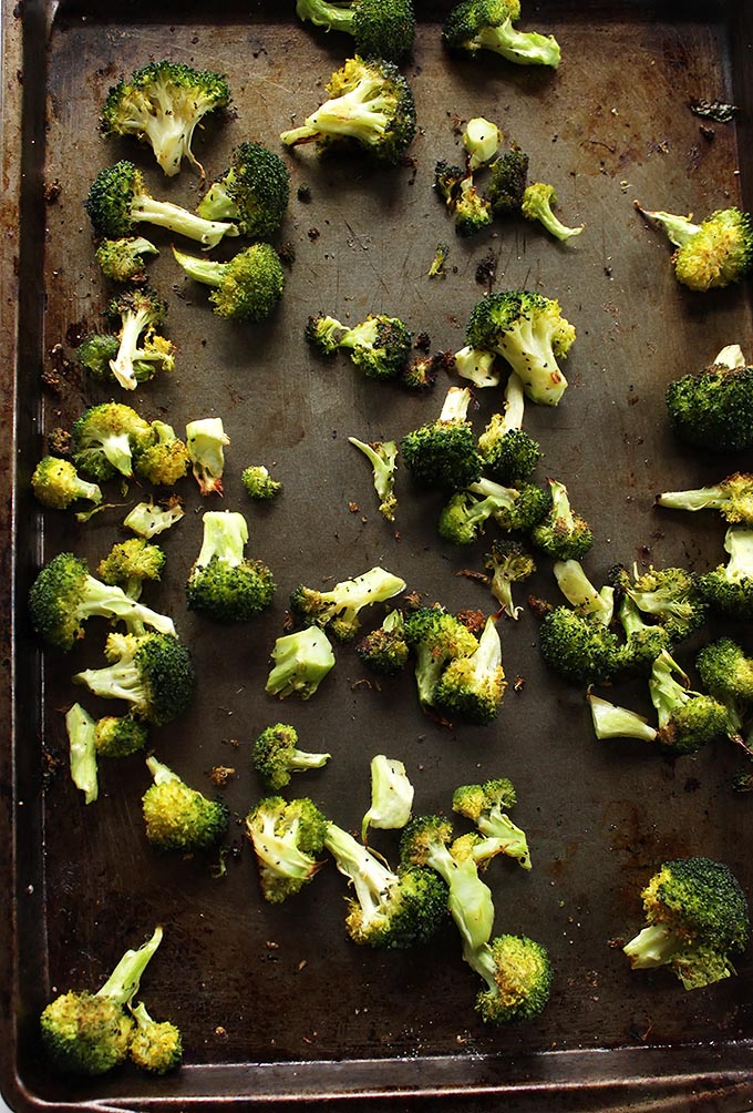 Roasted broccoli for Roasted Veggies and Wild Rice Power Salad. Healthy, delicious, simple to make.