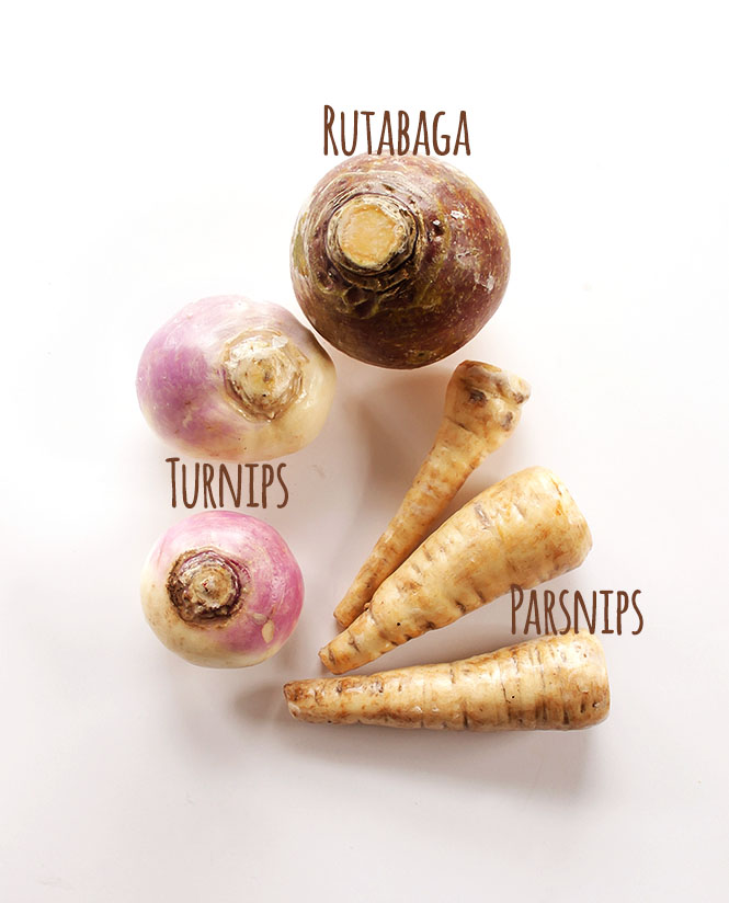 Garliky Mashed Root Veggies. Turnips, parsnips, and rutabagas!