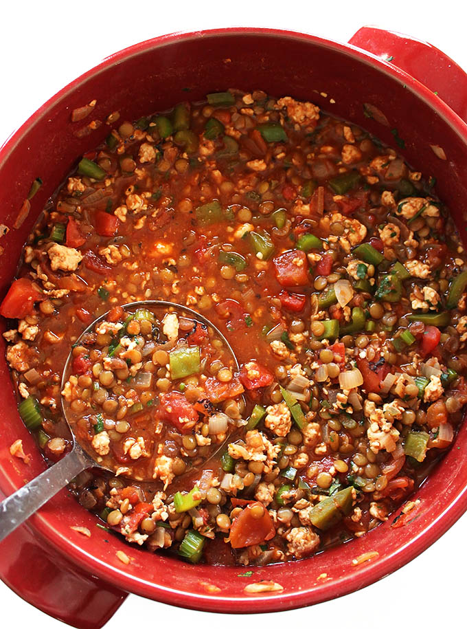 Lentil Turkey Chili. Easy Healthy and hearty soup!
