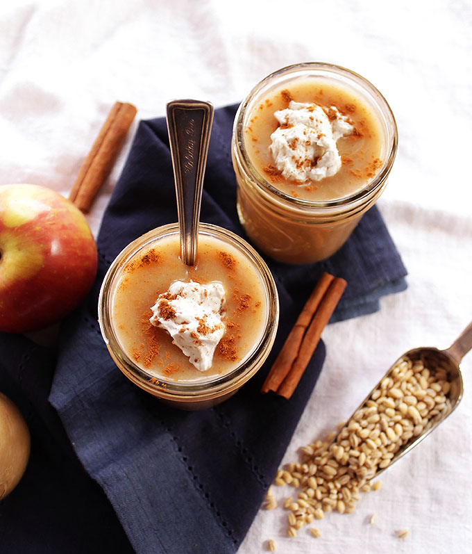 Apple Cinnamon and Barley Pudding - A traditional Irish dessert recipe, AKA flummery. Only requires 8 ingredients! EASY to make! Smooth and creamy! Vegan/Dairy Free! | Robustrecipes.com