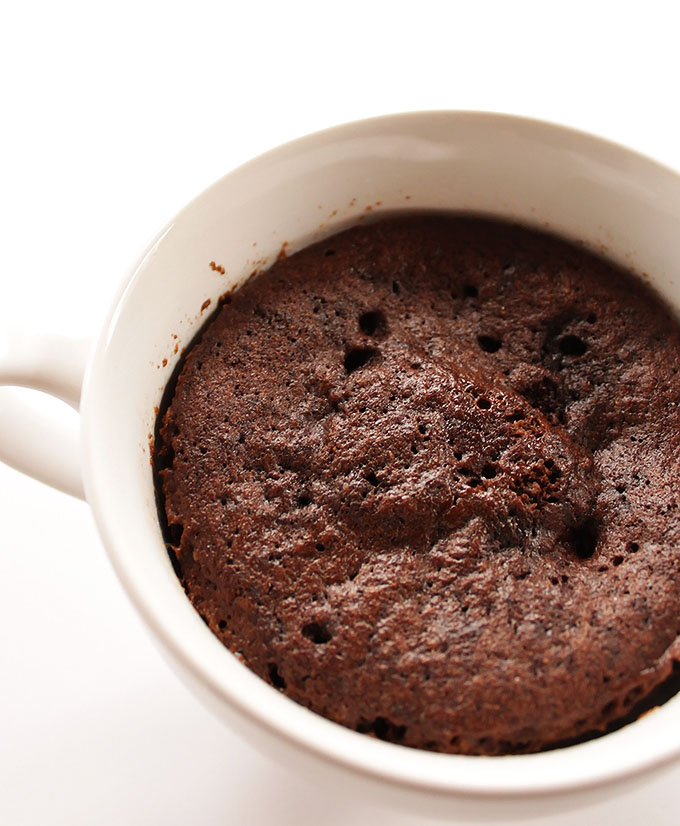 Peanut Butter and Jelly Chocolate Mug Cake - A single serving of cake that's made in the microwave. Chocolate cake with a peanut butter and jelly center. SO YUM! Gluten Free! | robustrecipes.com