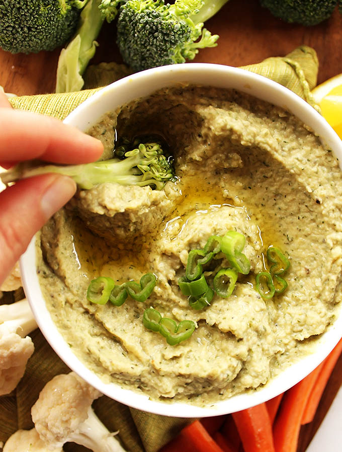 Ranch Hummus - Classic hummus meets ranch! It's a creamy dreamy hummus with the bold flavors of ranch! This recipe is so EASY to make and is the perfect addition to any veggie platter! Gluten Free/Vegan.