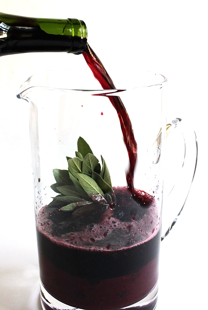 Blackberry Sage Red Wine Sangria - A simple sangria that's perfect for summertime parties. Bursting with sweet blackberries and hints of earthy sage. Vegan/Gluten Free.