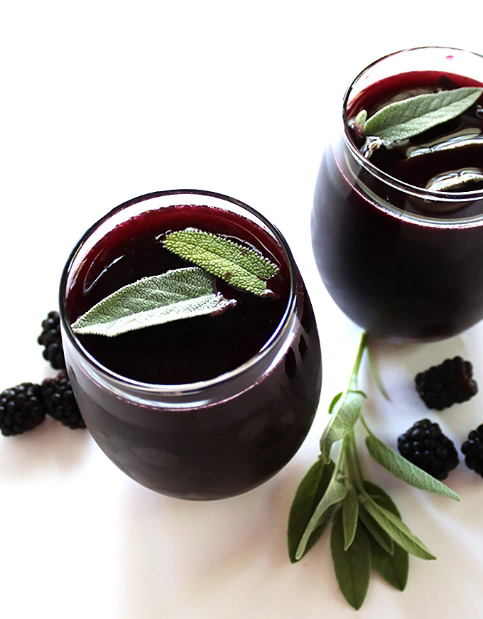 Blackberry Sage Red Wine Sangria - EASY sangria recipe that's perfect for summer parties. It's bursting with fresh blackberries and has the hint of earthy sage leaves. Vegan/Gluten Free.