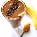 Chocolate Peanut Butter Banana Smoothie - a healthy smoothie that tastes like a milk shake. It's thick and creamy, easy to make, only 6 ingredients. We love this recipe post workout! Vegan/Gluten Free