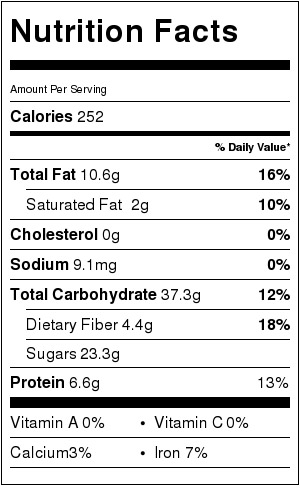 peanut butter apple granola bars - nutrition facts
