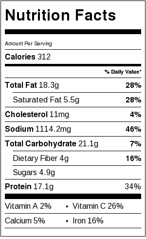 Gluten Free Tuna Noodle Casserole with Turnip Noodles - Nutrition Facts