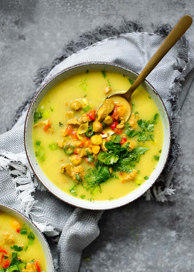 16 Gluten Free Soups for When You're Sick - Golden Tumeric Chickpea Chicken Soup | robustrecipes.com