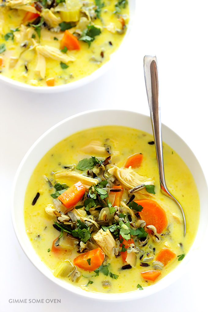16 Gluten Free Soups for When You're Sick - Curried Chicken Wild Rice Soup | robustrecipes.com
