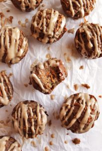 Carrot Cake Banana Bread Muffins with Cinnamon Glaze - the two best treats combined. These muffins are loaded with bananas, carrots and topped with a cinnamon glaze. This recipe is perfect for brunch, Easter, or Mother's Day. Gluten Free/Dairy Free/Refined sugar free | robustrecipes.com