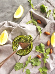 Anything you have homemade pesto - Homemade pesto is super easy to make, but sometimes you don't always have basil on hand - this recipe gives a basic guide on how to make pesto using any kind of leafy herb and using any kind of nuts or seeds. This recipe is a great way to use up leafy herbs that are about to go bad. Pesto is great on just about anything, crackers, salads, sandwiches, eggs, meat, and in pasta. so YUM! Vegan/gluten free/dairy free | robustrecipes.com