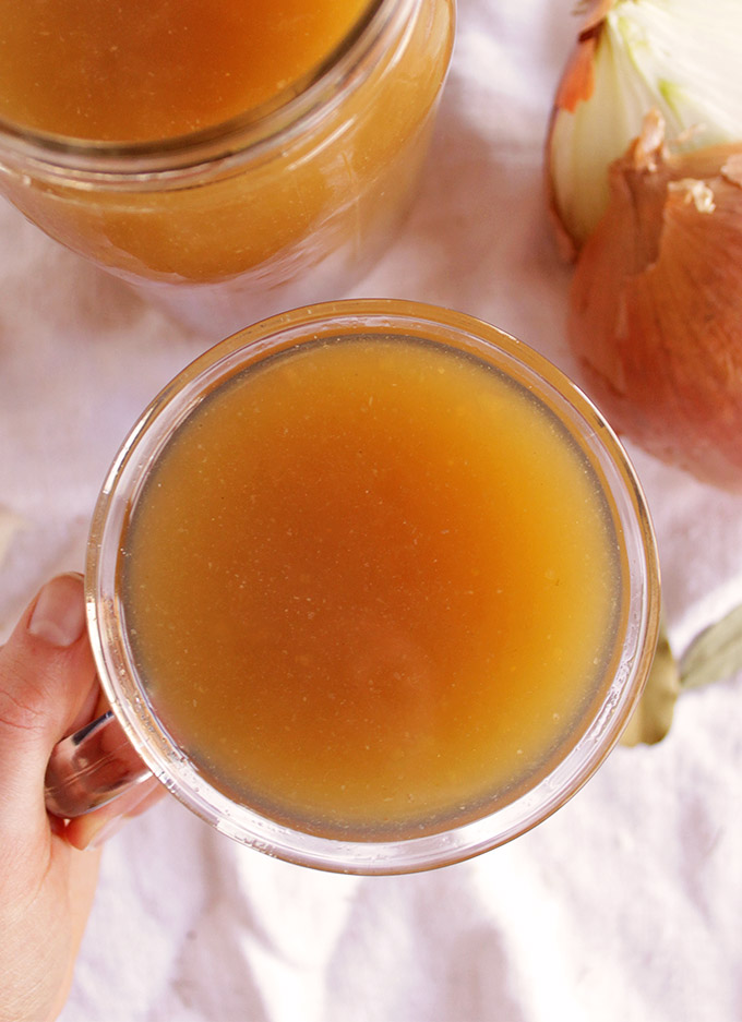 Healing Instant Pot Bone Broth - Bone broth is immune boosting, rich in minerals and collagen. Sip on it from a mug or use it to make soup or cook grains in. Only takes 2 hours to cook! Great for when you're sick! Comforting, healthy, satisfying, warming. (gluten free) | robustrecipes.com