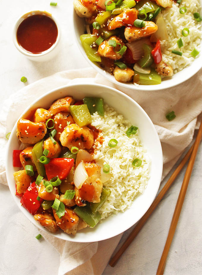 Healthy Sweet and Sour Chicken with Cauliflower Rice - Robust Recipes