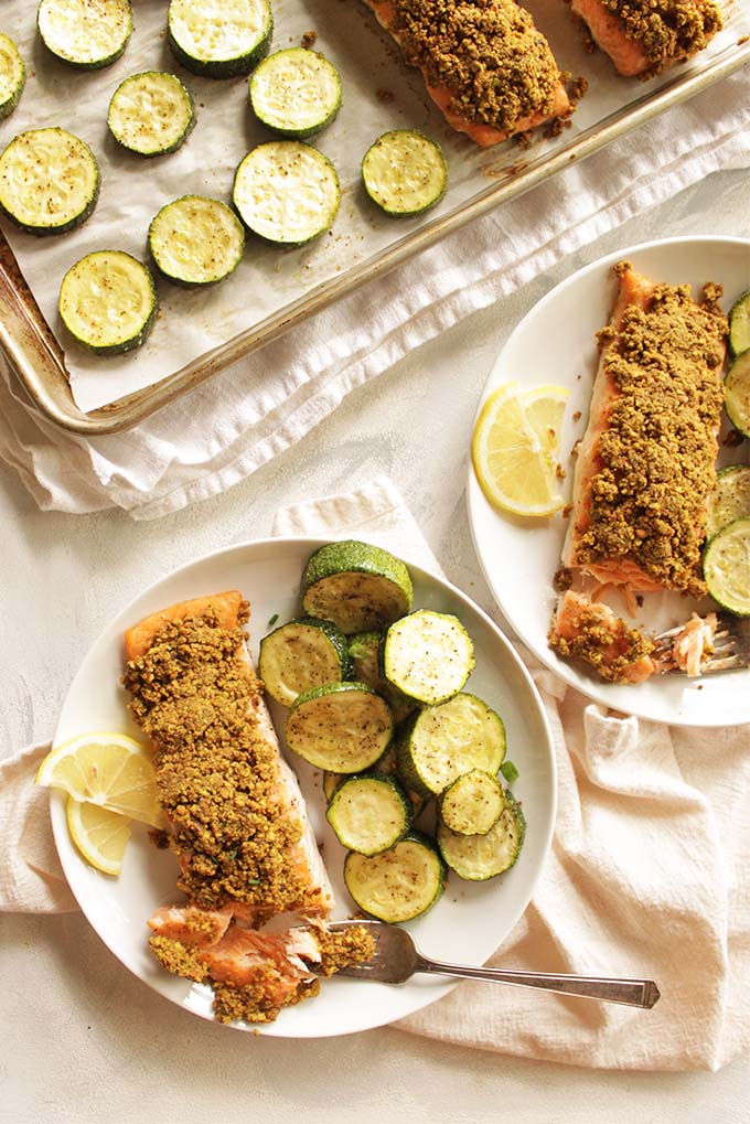 1 Pan Pistachio Crusted Salmon with Zucchini
