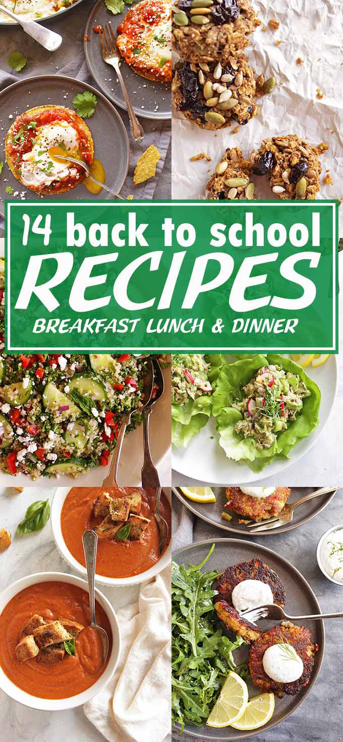 14 Back to School Recipes - A collection of recipes that are categorized into breakfast, lunch, and dinner. All recipes are healthy, quick, and easy to make! #backtoschool #easyrecipes #recipes #glutenfree